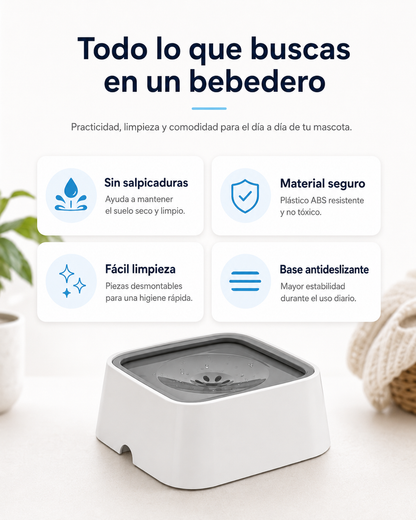 Bebedero Antiderrames AquaCalm™ para Perros y Gatos