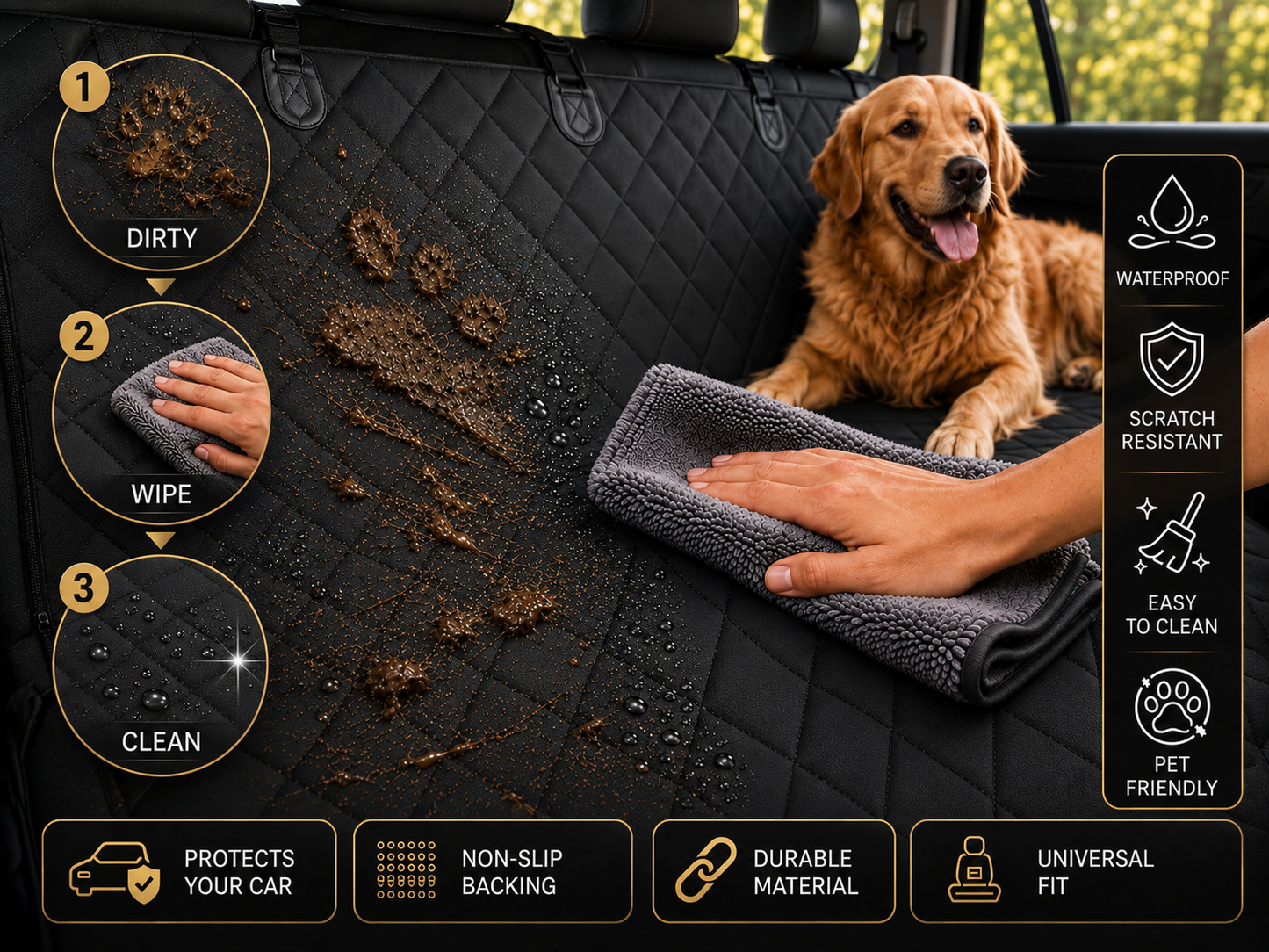 Premium Waterproof Car Seat Cover for Pets & Kids