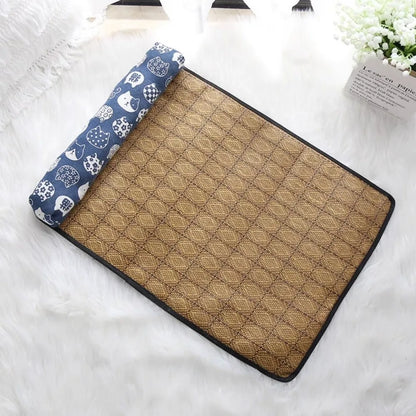 Safe Cute Print Pet Cooling Mats Washable Foldable Dog Cooling Mat Breathable with Pillow Pet Sleeping Pad Indoor