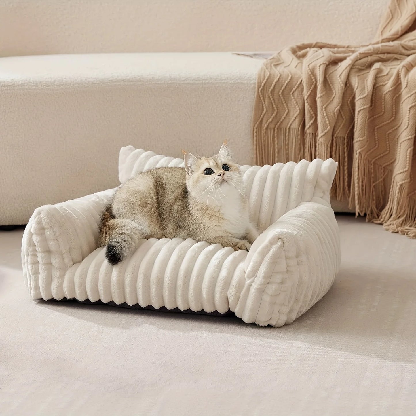 Warm Comfort Cat Sofa  Deep Sleep Cat Bed Pet Basket Kitten House Small Dogs Sofa Cute Soft Cushion For  Medium Cats Bed