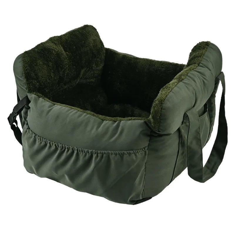 Dog Car Seat with Safety Belt - Non-Slip Pet Car Bed for Small Dogs, Washable Travel Carrier with Secure Straps for Safe Car