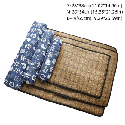 Safe Cute Print Pet Cooling Mats Washable Foldable Dog Cooling Mat Breathable with Pillow Pet Sleeping Pad Indoor