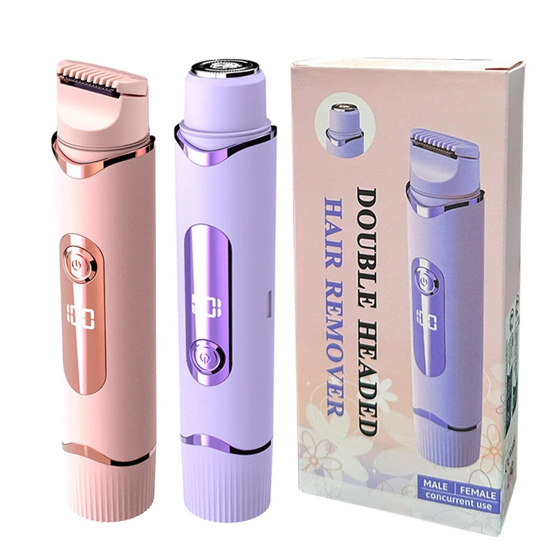 Dual-Purpose Female Hair Trimmer 2-IN-1 Electric Shaver & Hair Clipper for Women Facial Leg Bikini Body Painless Hair Remover