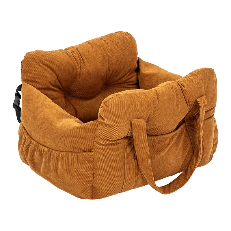 Dog Car Seat with Safety Belt - Non-Slip Pet Car Bed for Small Dogs, Washable Travel Carrier with Secure Straps for Safe Car