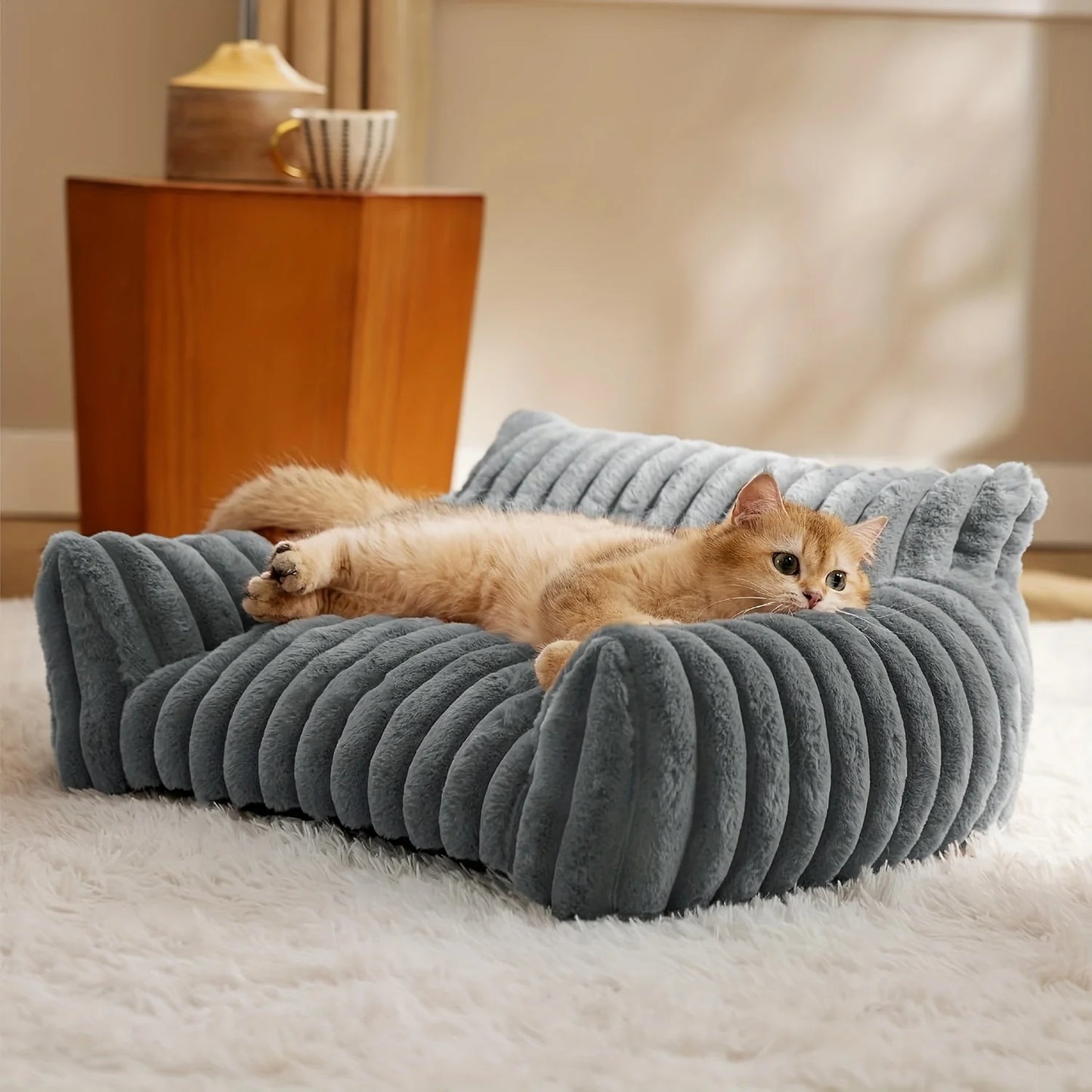 Warm Comfort Cat Sofa  Deep Sleep Cat Bed Pet Basket Kitten House Small Dogs Sofa Cute Soft Cushion For  Medium Cats Bed