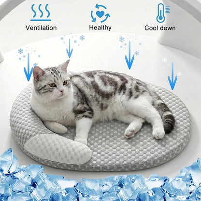 Cooling Dog Bed Summer Ice Silk Cat Mat Oval Pet Nest Breathable Heat Dissipation Cooling Pad for Small Medium Large Dogs Cats