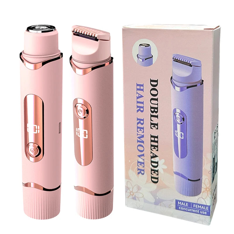 Dual-Purpose Female Hair Trimmer 2-IN-1 Electric Shaver & Hair Clipper for Women Facial Leg Bikini Body Painless Hair Remover