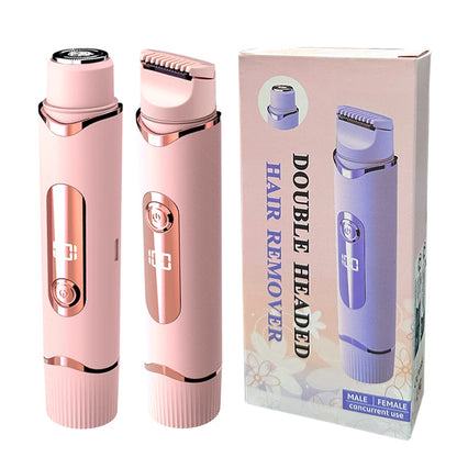 Dual-Purpose Female Hair Trimmer 2-IN-1 Electric Shaver & Hair Clipper for Women Facial Leg Bikini Body Painless Hair Remover