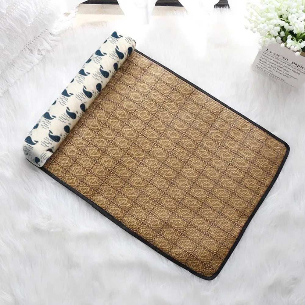 Safe Cute Print Pet Cooling Mats Washable Foldable Dog Cooling Mat Breathable with Pillow Pet Sleeping Pad Indoor