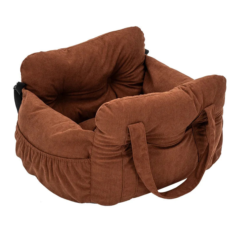 Dog Car Seat with Safety Belt - Non-Slip Pet Car Bed for Small Dogs, Washable Travel Carrier with Secure Straps for Safe Car